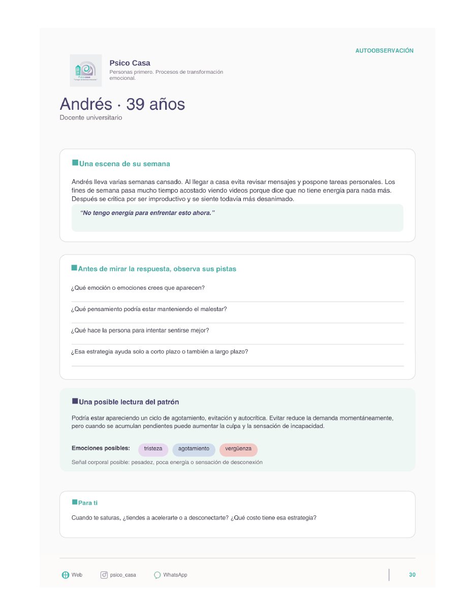 Página de muestra: emoción primaria y secundaria